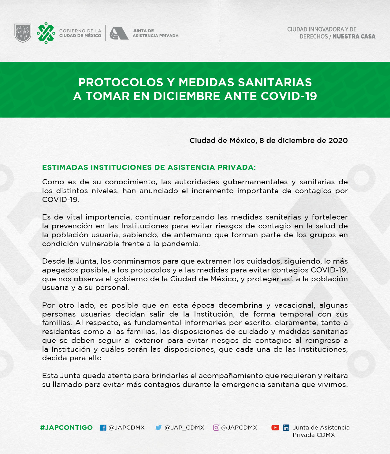 comunicado protocolos y medidas