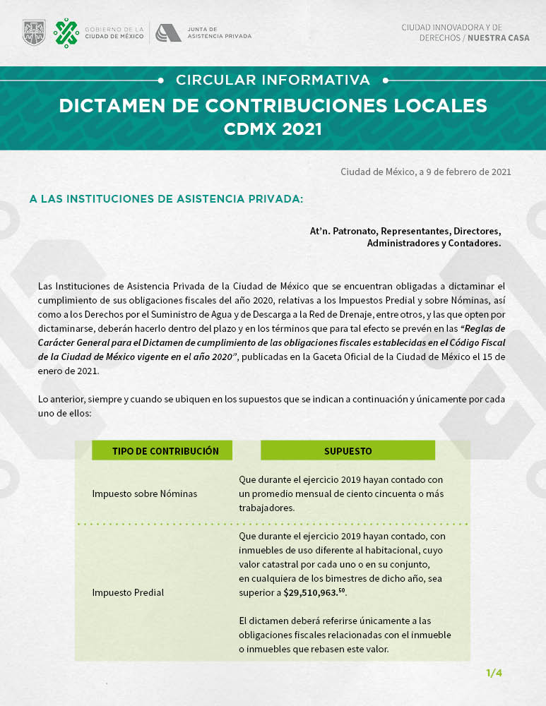 Circular Dictamen de Contribuciones Locales hoja 1