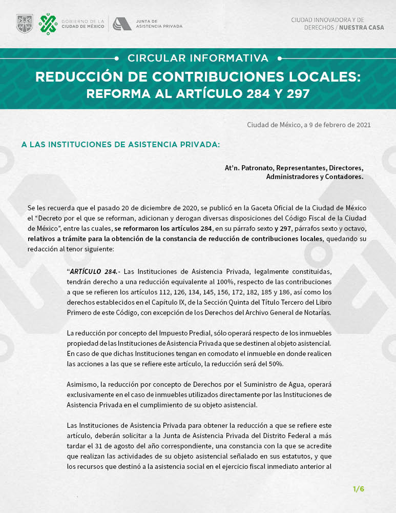 Circular Reducción de Contribuciones Locales hoja 1