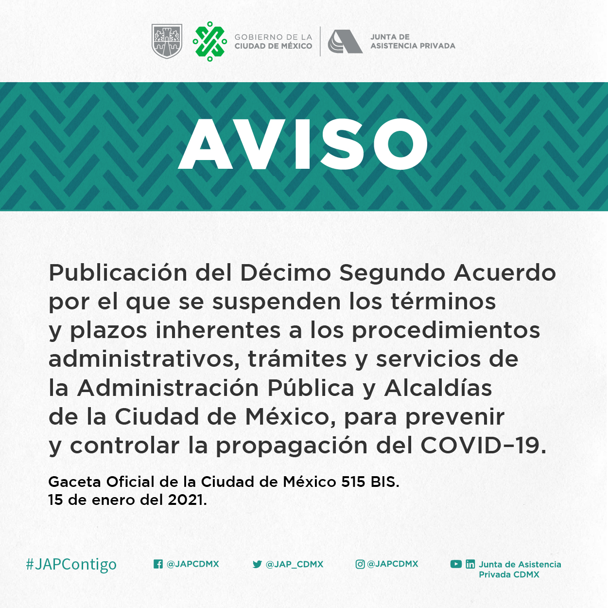 aviso Suspensión de términos