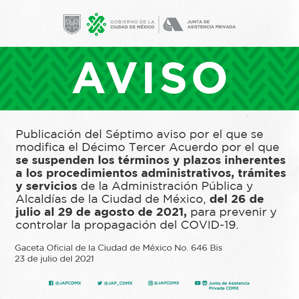 aviso sobre suspensión de términos y plazos