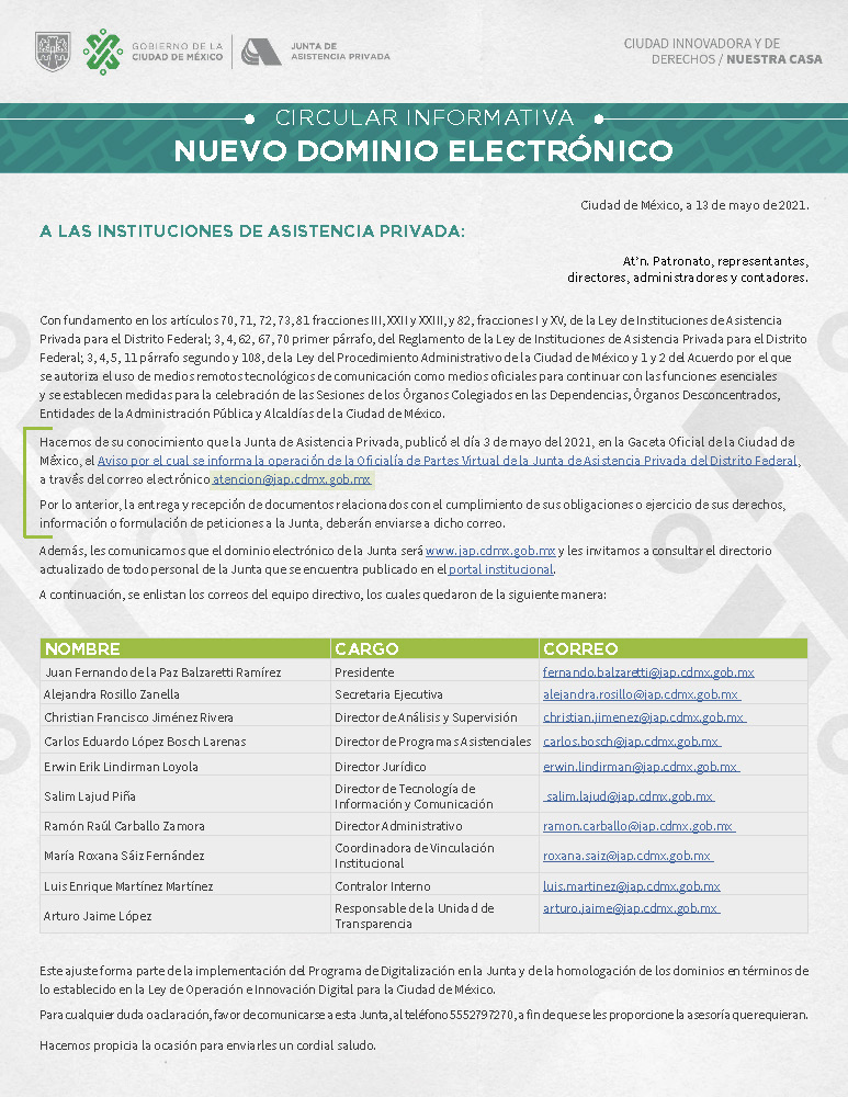 circular sobre nuevo dominio